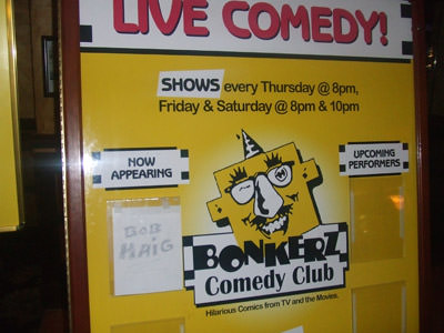 Bonker's Club Markee where I substituted my name by removing the Coaters picture.