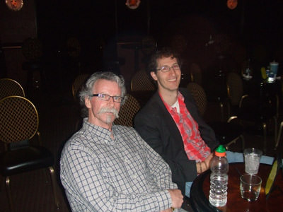 Dr Funny Bone in the beard next to Richard Kiss